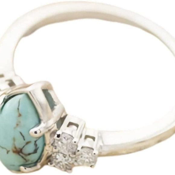 Pingyongchang 3 PCS Ring Set Natural Turquoise Diamond Rings - Picture 3 of 7